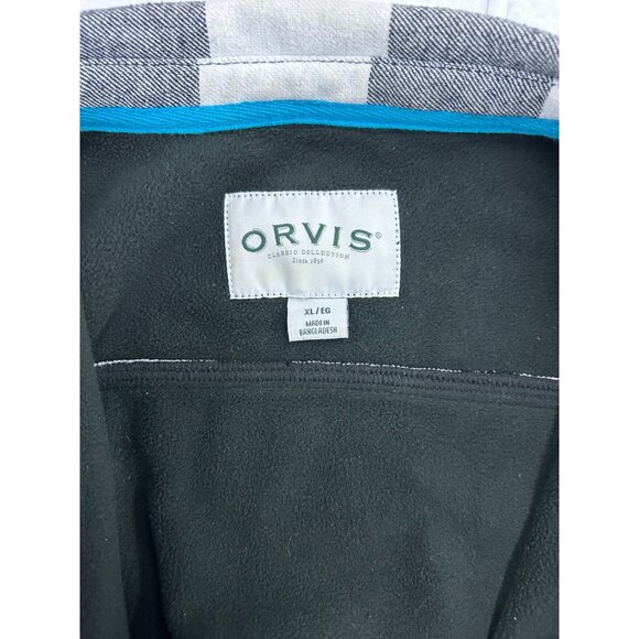 ORVIS Men's size XL Shirt Jacket Plaid Fleece Lined Snap Front Pocket classic - Picture 3 of 13